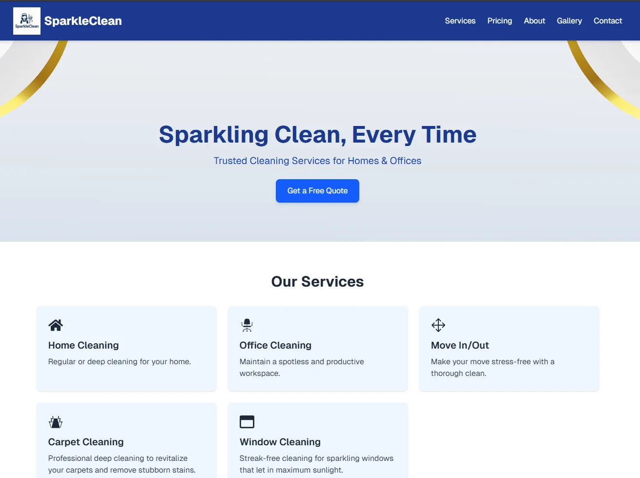 Sparkleclean Website Screenshot